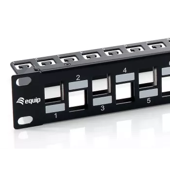 Equip 24-porttinen Keystone Cat.6A suojattu patch-paneeli, musta
