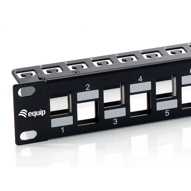 Equip 24-porttinen Keystone Cat.6A suojattu patch-paneeli, musta