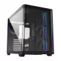 FSP M580-BP Plus Midi Tower -tietokonekotelo, ATX/mATX/Mini-ITX, ARGB, karkaistu lasi, 4x 120 mm tuuletinta, musta