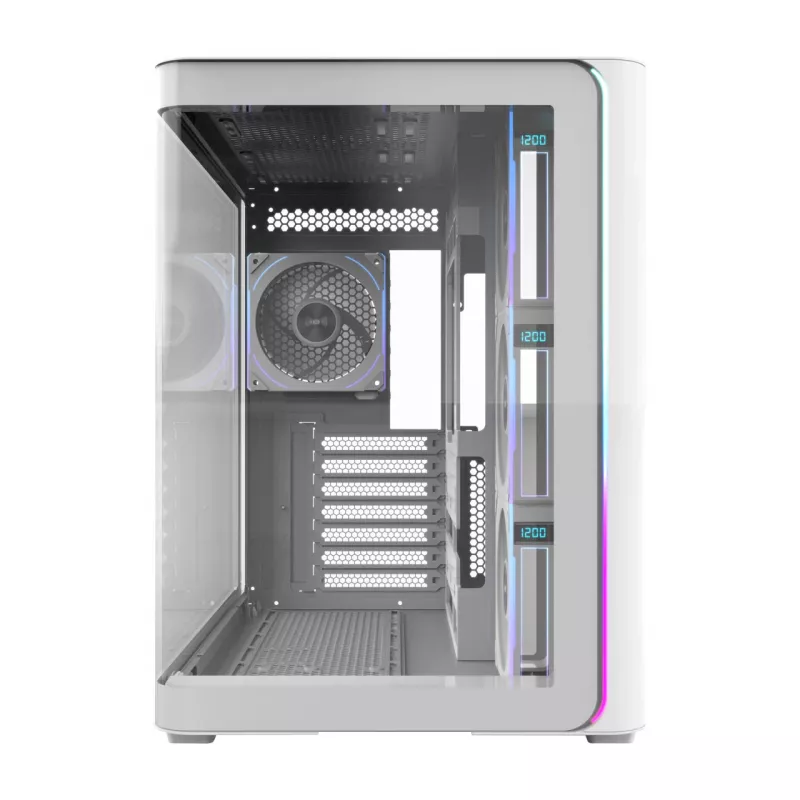 FSP M580-WP Plus Midi Tower -tietokonekotelo, ATX, ARGB, karkaistu lasi, valkoinen