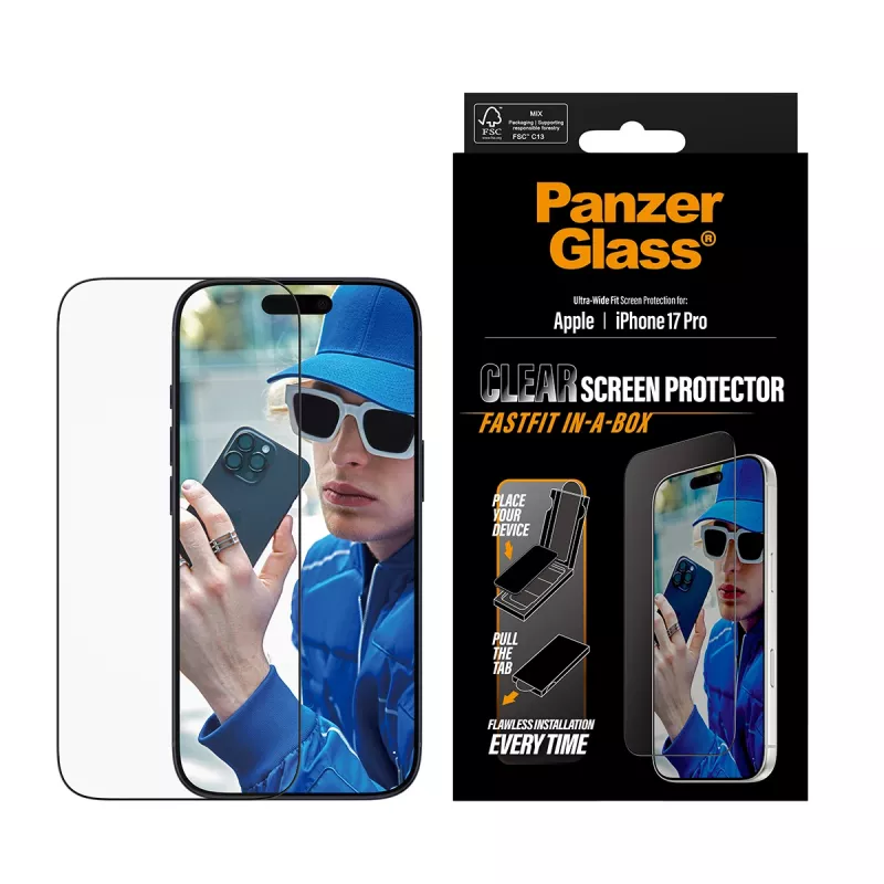PanzerGlass ® näytönsuojakalvo iPhone 17 Pro | Ultra-Wide Fit FASTFIT IN-A-BOX