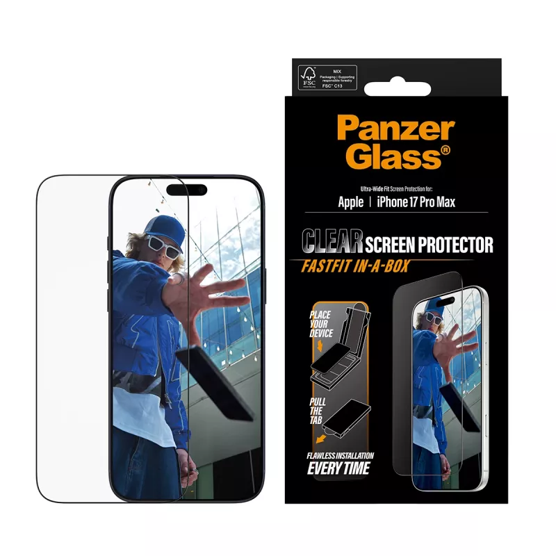 PanzerGlass ® näytönsuojakalvo iPhone 17 Pro Max | Ultra-Wide Fit FASTFIT IN-A-BOX