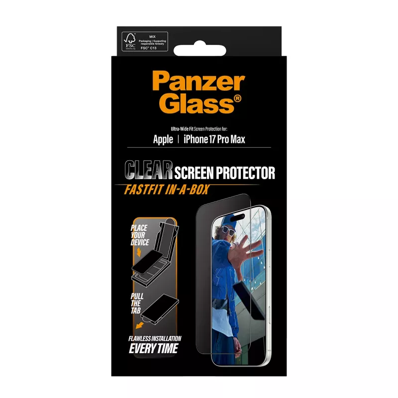 PanzerGlass ® näytönsuojakalvo iPhone 17 Pro Max | Ultra-Wide Fit FASTFIT IN-A-BOX