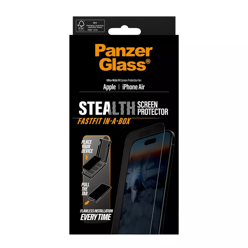 PanzerGlass ® Stealth näytönsuojakalvo iPhone Air | Ultra-Wide Fit FASTFIT IN-A-BOX