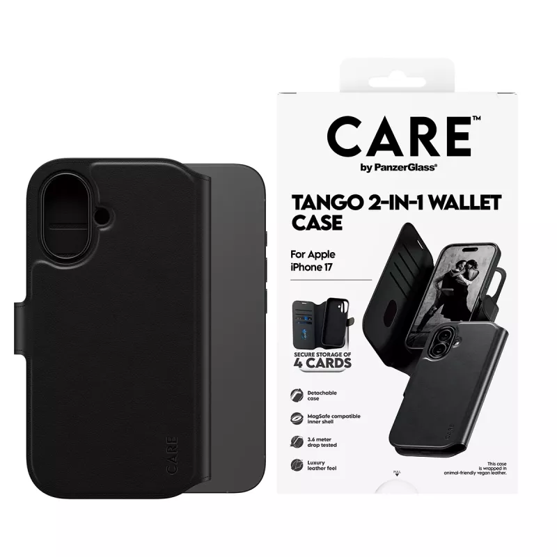PanzerGlass CARE™ by ® Tango 2-in-1 -lompakkokotelo MagSafe-yhteensopiva iPhone 17