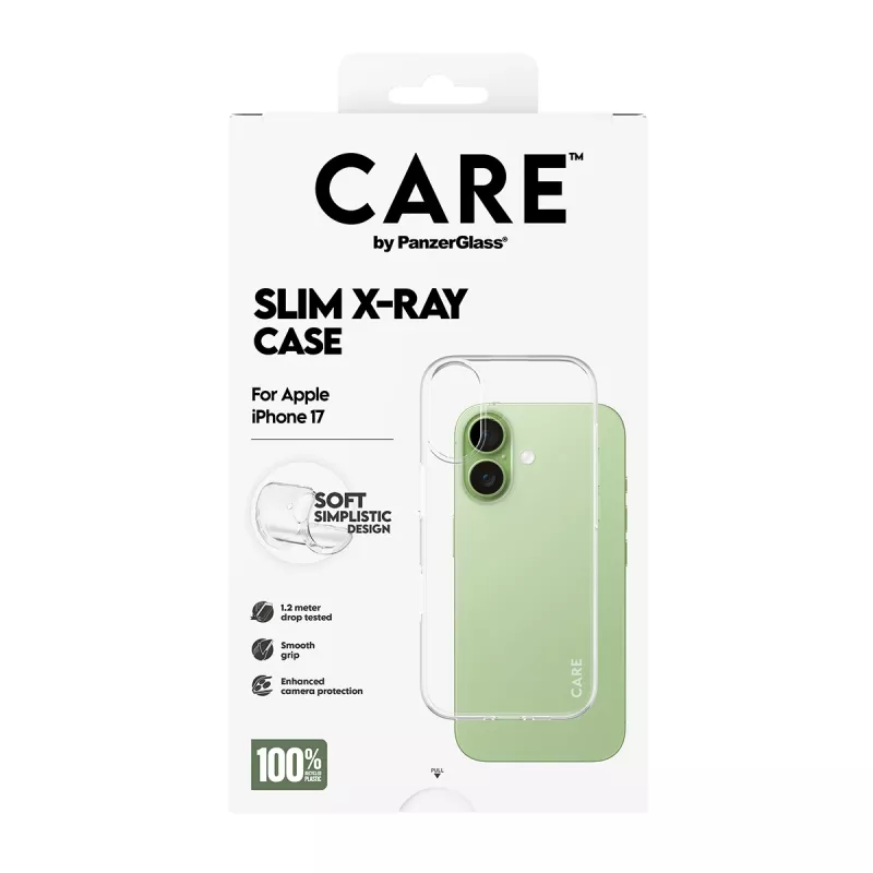 PanzerGlass X-Ray Soft Basic -muotikotelo iPhone 17:lle, läpinäkyvä