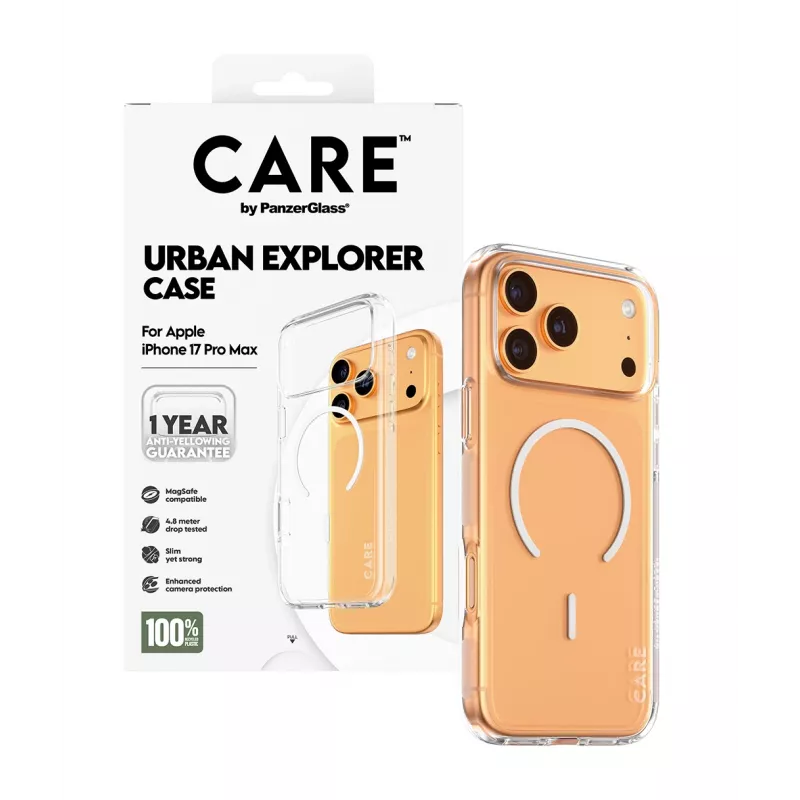 Suojakotelo PanzerGlass CARE by Flagship Case Transparent Urban Explorer White MagSafe-yhteensopiva iPhone 17 Pro Max