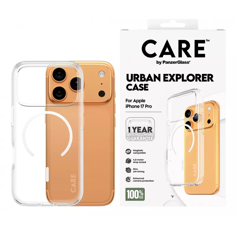 PanzerGlass CARE™ by ® Urban Explorer Case läpinäkyvä valkoinen MagSafe iPhone 17 Pro