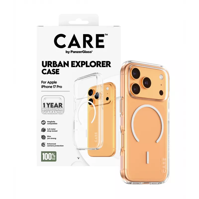 PanzerGlass CARE™ by ® Urban Explorer Case läpinäkyvä valkoinen MagSafe iPhone 17 Pro