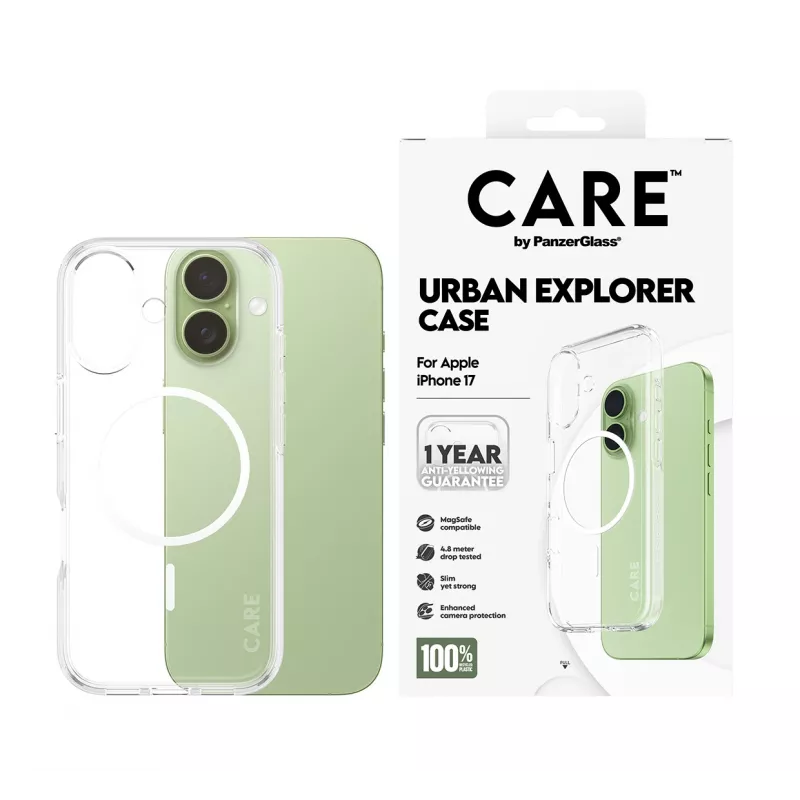 PanzerGlass CARE™ by ® Urban Explorer Case läpinäkyvä valkoinen MagSafe iPhone 17