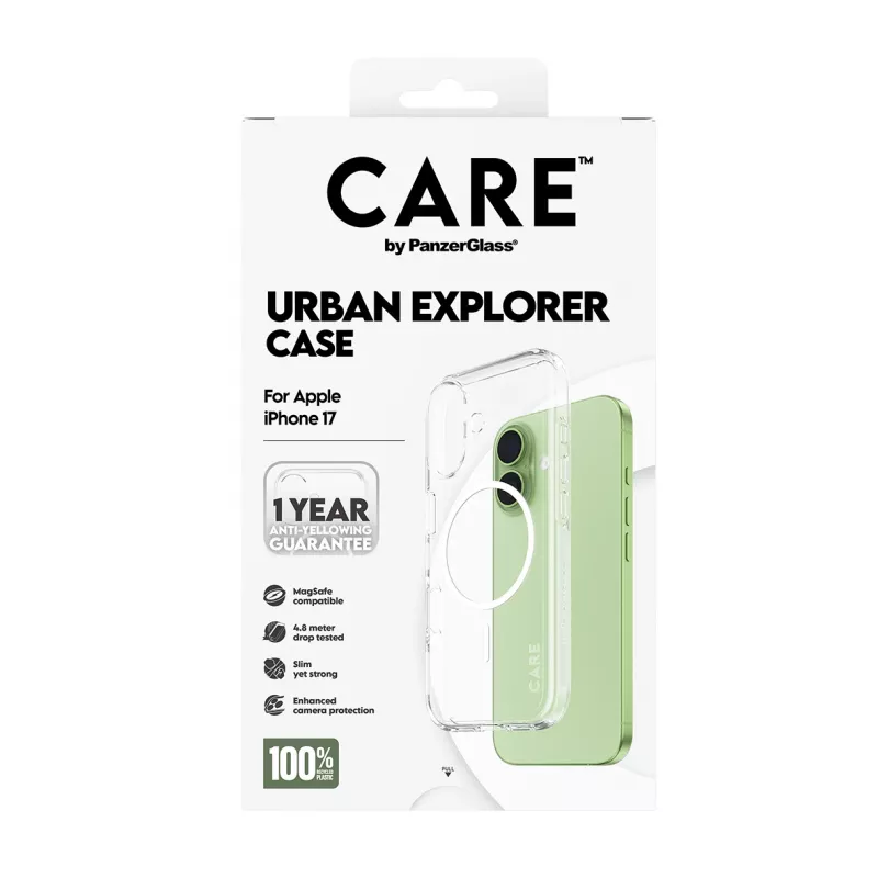 PanzerGlass CARE™ by ® Urban Explorer Case läpinäkyvä valkoinen MagSafe iPhone 17