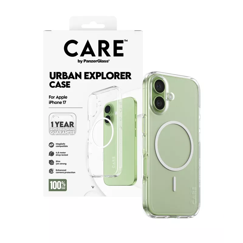 PanzerGlass CARE™ by ® Urban Explorer Case läpinäkyvä valkoinen MagSafe iPhone 17