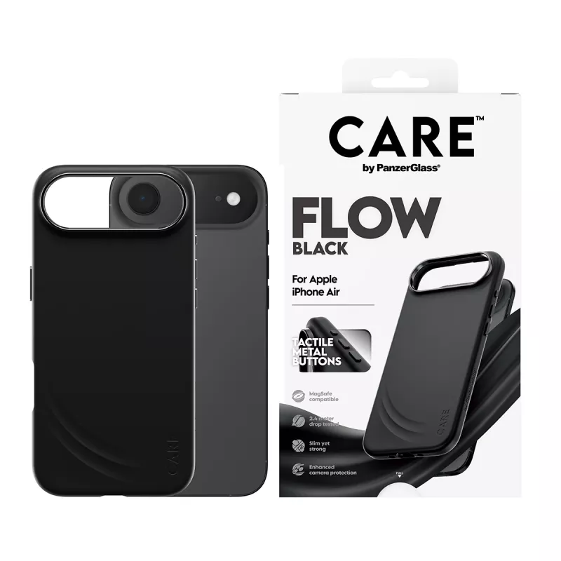 PanzerGlass CARE™ Flow Case -suojakotelo musta MagSafe-yhteensopiva iPhone Air