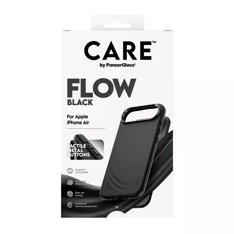 PanzerGlass CARE™ Flow Case -suojakotelo musta MagSafe-yhteensopiva iPhone Air