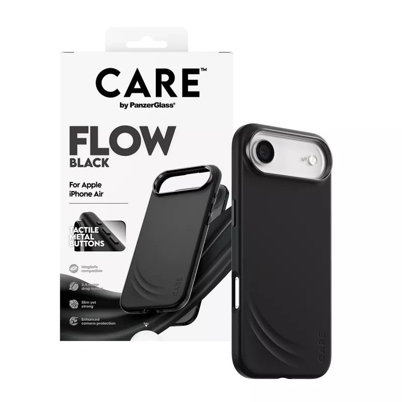 PanzerGlass CARE™ Flow Case -suojakotelo musta MagSafe-yhteensopiva iPhone Air