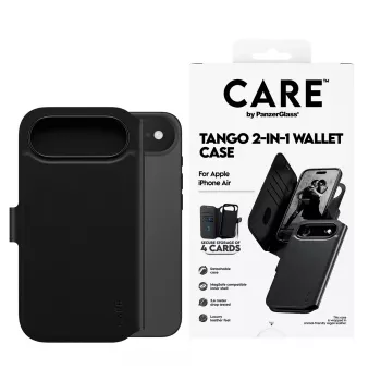 PanzerGlass CARE Tango 2-in-1 -lompakkokotelo MagSafe-yhteensopiva iPhone Air — musta