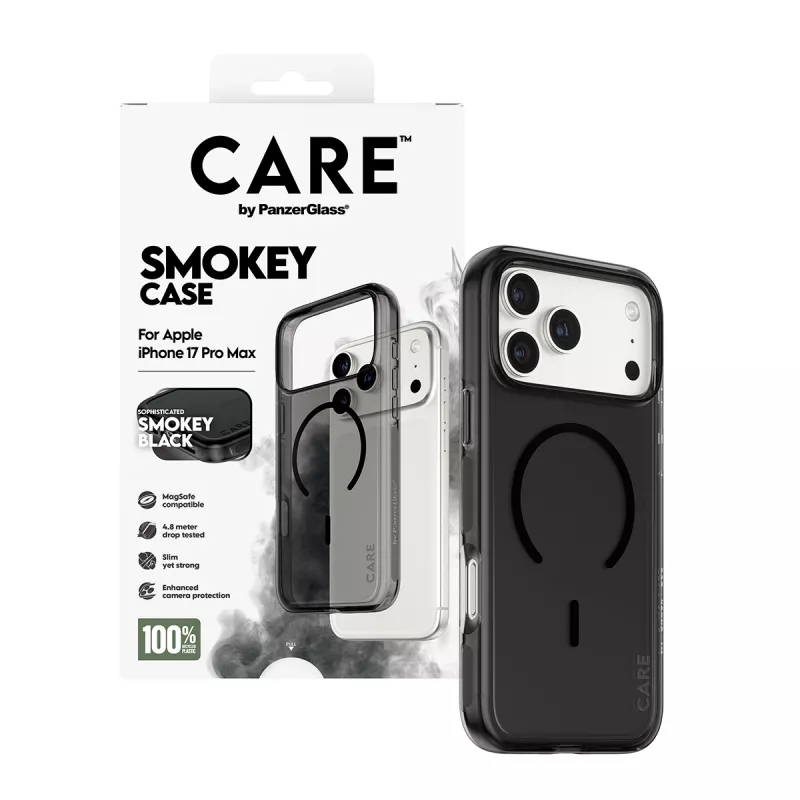 PanzerGlass CARE™ by ® Urban Explorer Case Smokey mustalla MagSafe -kotelo iPhone 17 Pro Max