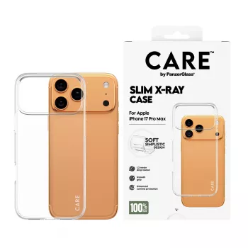 PanzerGlass CARE X-Ray -muotikotelo iPhone 17 Pro Maxille, läpinäkyvä pehmeä suojakotelo