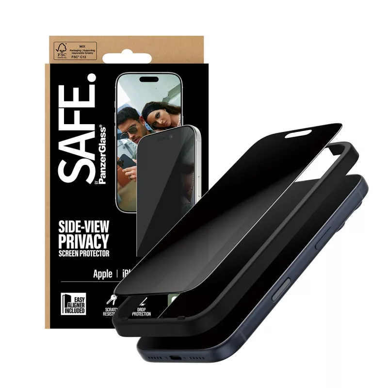 PanzerGlass SAFE. by ® 2-suuntainen tietosuoja -näytönsuojus iPhone 17 Pro | Ultra-Wide Fit EasyAlignerilla