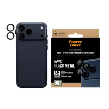 PanzerGlass ® Hoops® -kameran linssinsuoja musta iPhone 17 Pro | iPhone 17 Pro Max | iPhone 16 Pro | 16 Pro Max