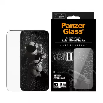 PanzerGlass ® Ceramic II -näytönsuojus iPhone 17 Pro Max | Ultra-Wide Fit EasyAlignerilla