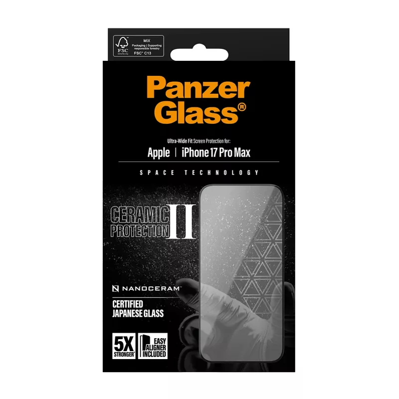 PanzerGlass ® Ceramic II -näytönsuojus iPhone 17 Pro Max | Ultra-Wide Fit EasyAlignerilla