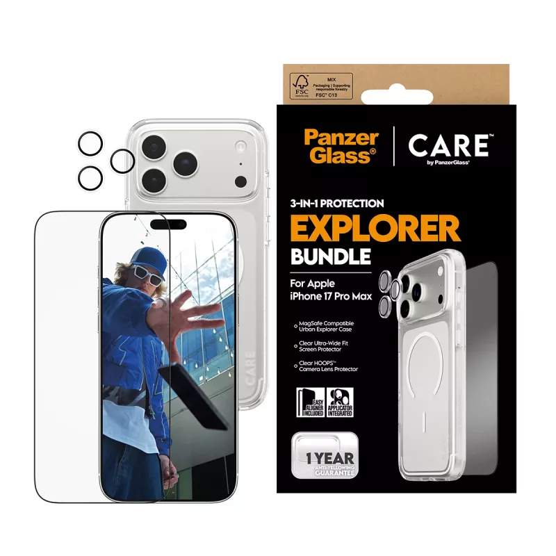 PanzerGlass ® | CARE by ® Flagship 3-in-1 Urban Explorer -paketti iPhone 17 Pro Max