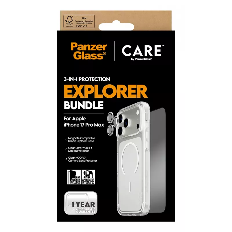 PanzerGlass ® | CARE by ® Flagship 3-in-1 Urban Explorer -paketti iPhone 17 Pro Max