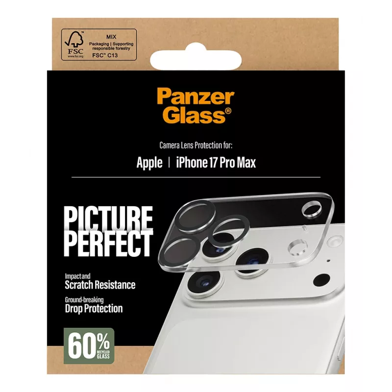 PanzerGlass -kameran linssinsuoja iPhone 17 Pro Max naarmuuntumaton iskunkestävä