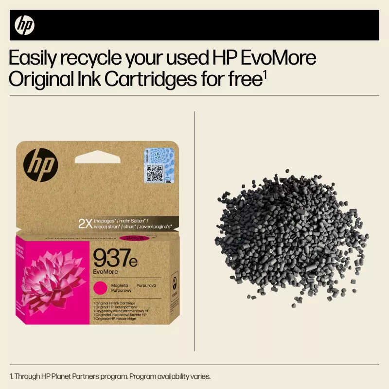 HP 937e EvoMore magenta alkuperäinen mustekasetti