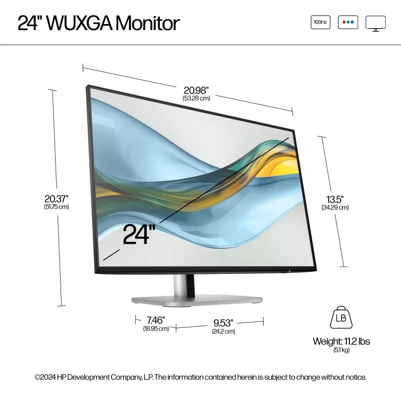 HP Series 5 Pro 24 inch WUXGA -näyttö - 524pn, 61 cm (24 inch), 1920 x 1200 pikseliä, WUXGA, LCD, 5 ms, musta