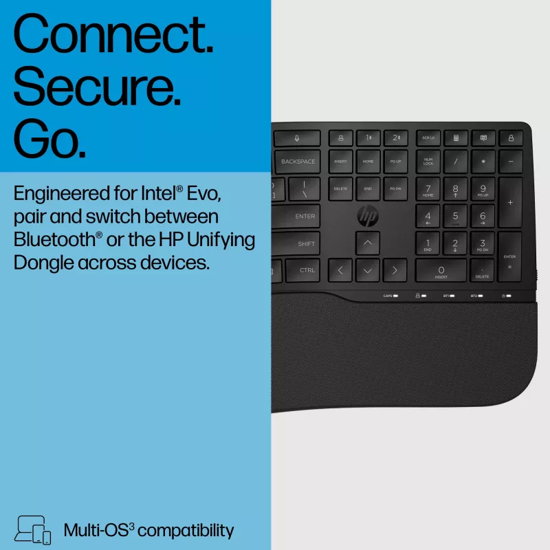 HP 685 Comfort Dual-Mode -näppäimistö täysikokoinen langaton Bluetooth kalvo