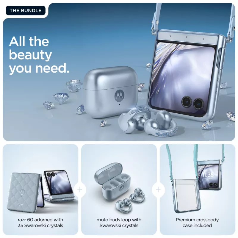 Motorola razr 60 + moto buds loop 17,5 cm (6,9 inch) Dual SIM Android 15 5G USB Type-C 8 GB 256 GB 4500 mAh sininen