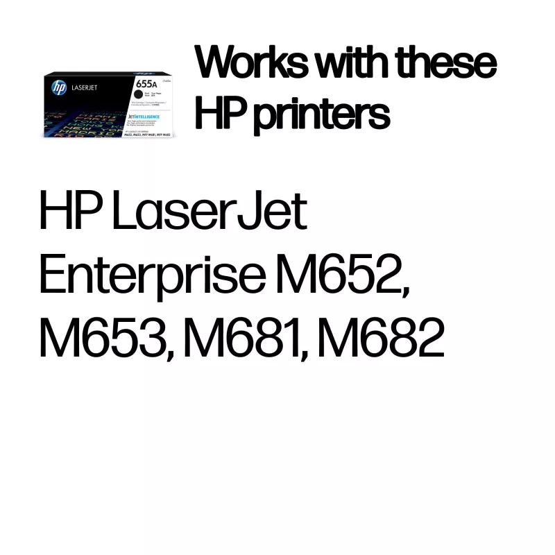 HP 655A musta alkuperäinen LaserJet värikasetti, 12 500 sivua, musta, 1 kpl
