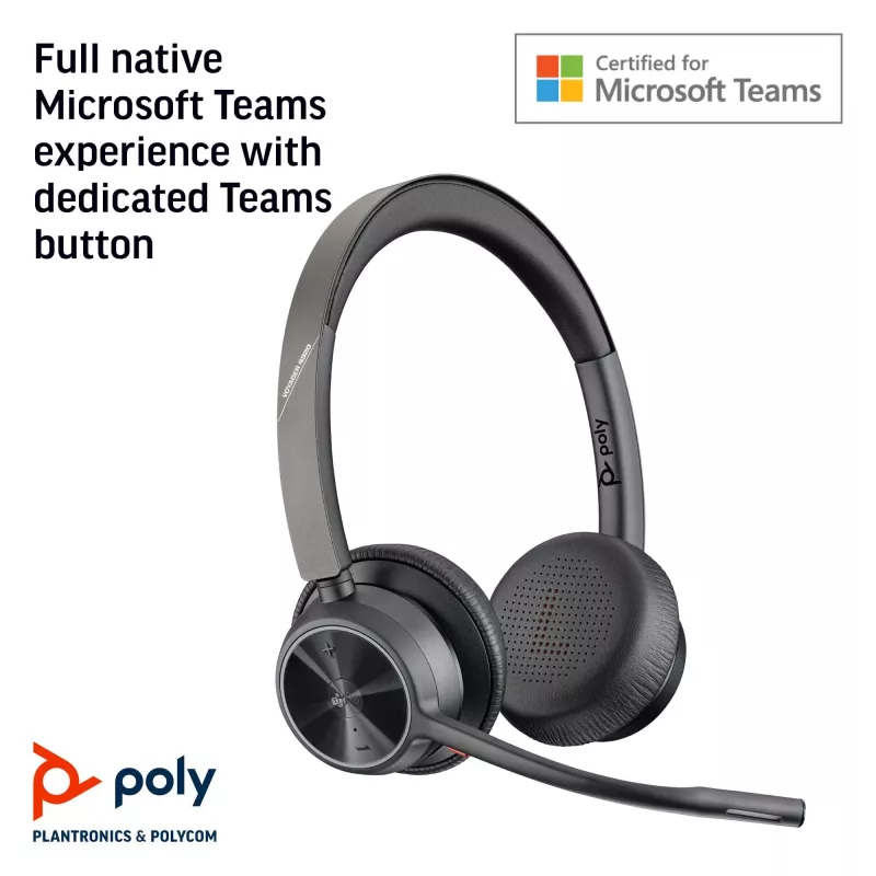 HP Poly Voyager 4320 Microsoft Teams -sertifioitu USB-A-kuulokemikrofoni + BT700-sovitin