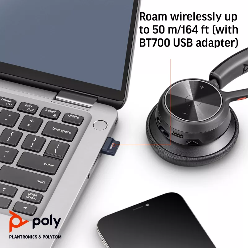 HP Poly Voyager 4320 Microsoft Teams -sertifioitu USB-A-kuulokemikrofoni + BT700-sovitin