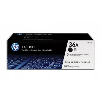 HP 36A 2 kpl:n pakkaus musta alkuperäinen LaserJet-värikasetti, 4000 sivua, musta, 2 kpl