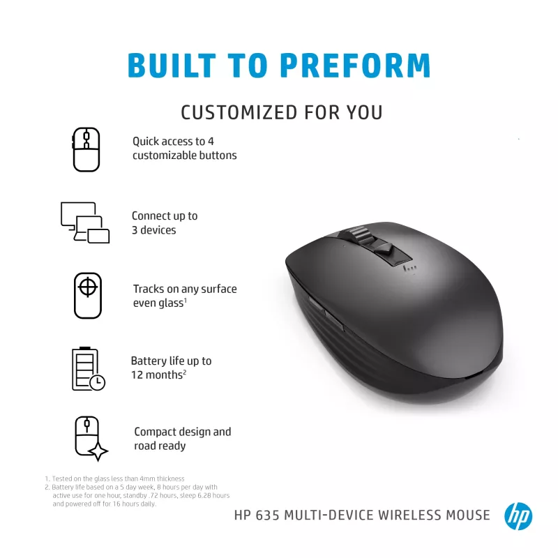 Hiiri HP 635 Multi-Device langaton RF-langaton + Bluetooth