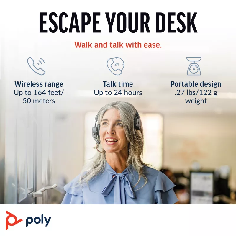 HP Poly Voyager 4310 UC mono-headset + BT700 USB-A-sovitin + latausasema