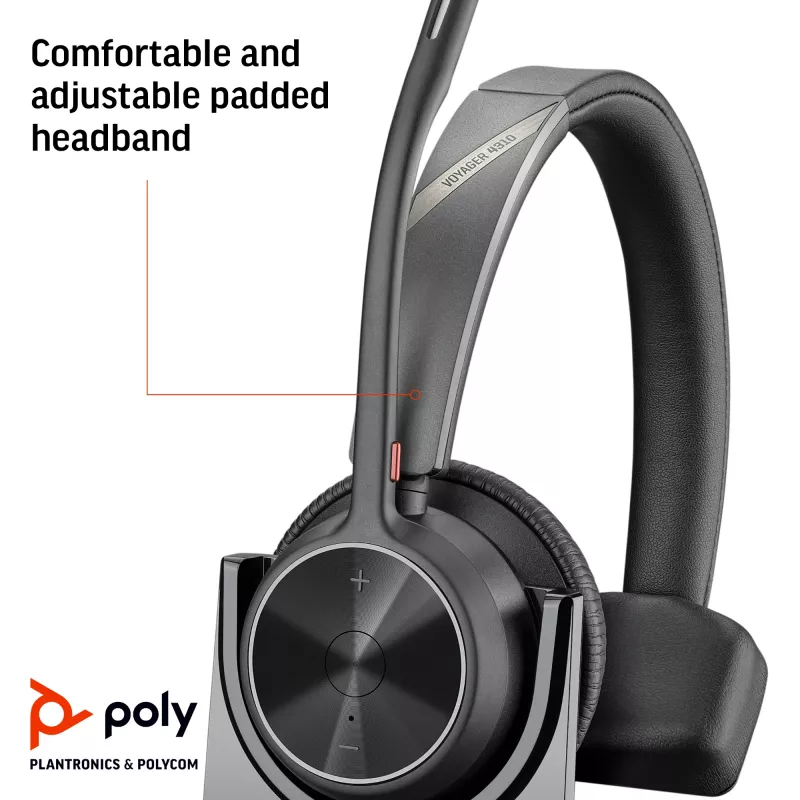 HP Poly Voyager 4310 USB-C -headset + BT700-dongle + latausasema