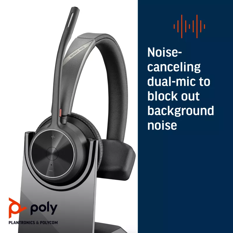 HP Poly Voyager 4310 USB-C -headset + BT700-dongle + latausasema