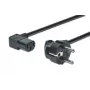 DIGITUS AK-440102-018-S virtajohto, CEE 7/7 (tyyppi F, Schuko) – IEC C13, 90° kulmassa, uros/naaras, 1,8 m, H05VV-F3G, 250 V, 10 A, musta