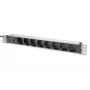 DIGITUS 1U alumiini-PDU, 8x italialainen lähtö, esisulake-10A-pistoke, 250VAC
