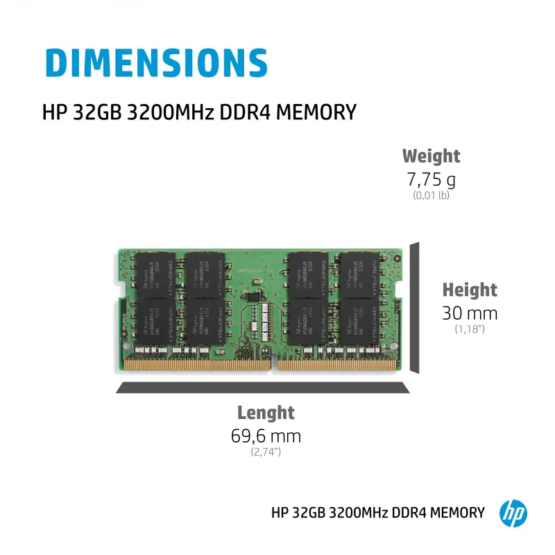 HP DDR4 - moduuli - 32 GB - SO DIMM 260-PIN - 3200 MHz / PC4-25600