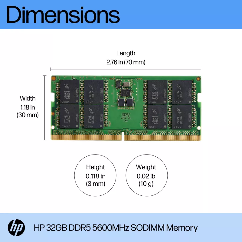 HP 32GB DDR5 5600 SODIMM muisti, 32 GB, DDR5, 5600 MHz, 262-Pin SO-DIMM