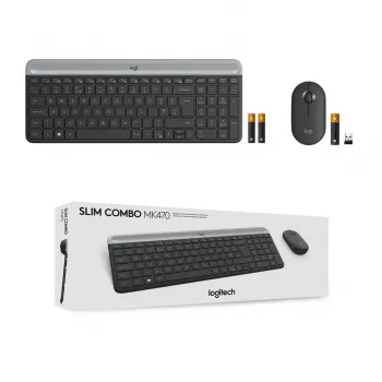 Logitech MK470 langaton näppäimistö+hiiri, grafiitti, hiiri mukana, QWERTY US, USB