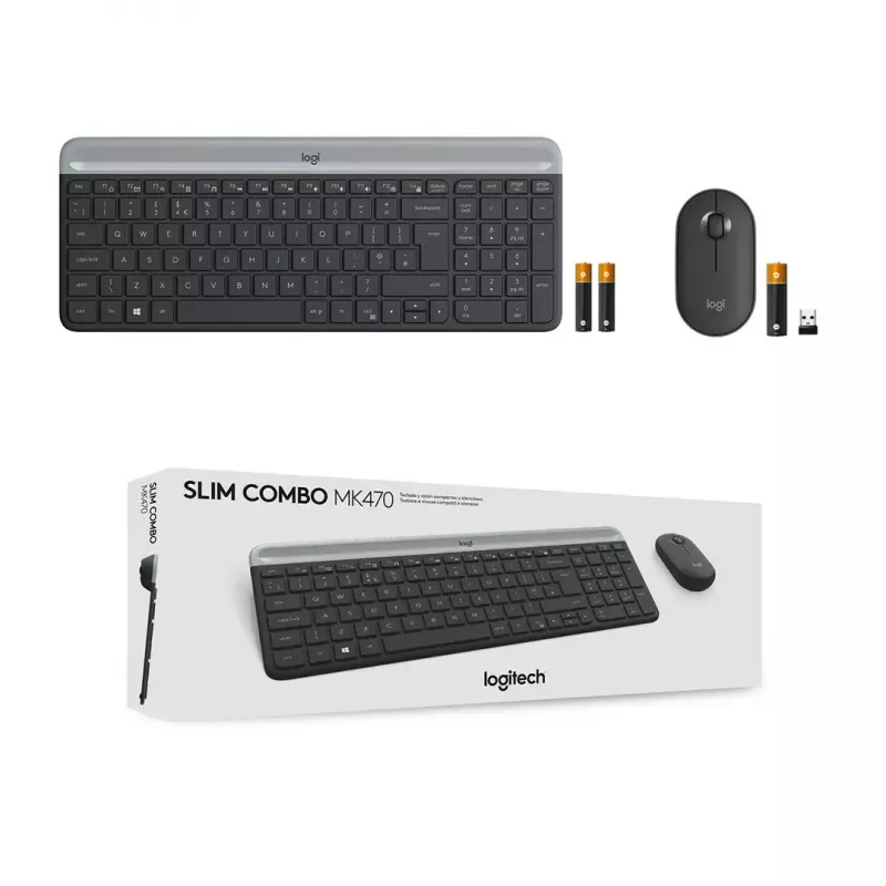 Logitech MK470 langaton näppäimistö+hiiri, grafiitti, hiiri mukana, QWERTY US, USB