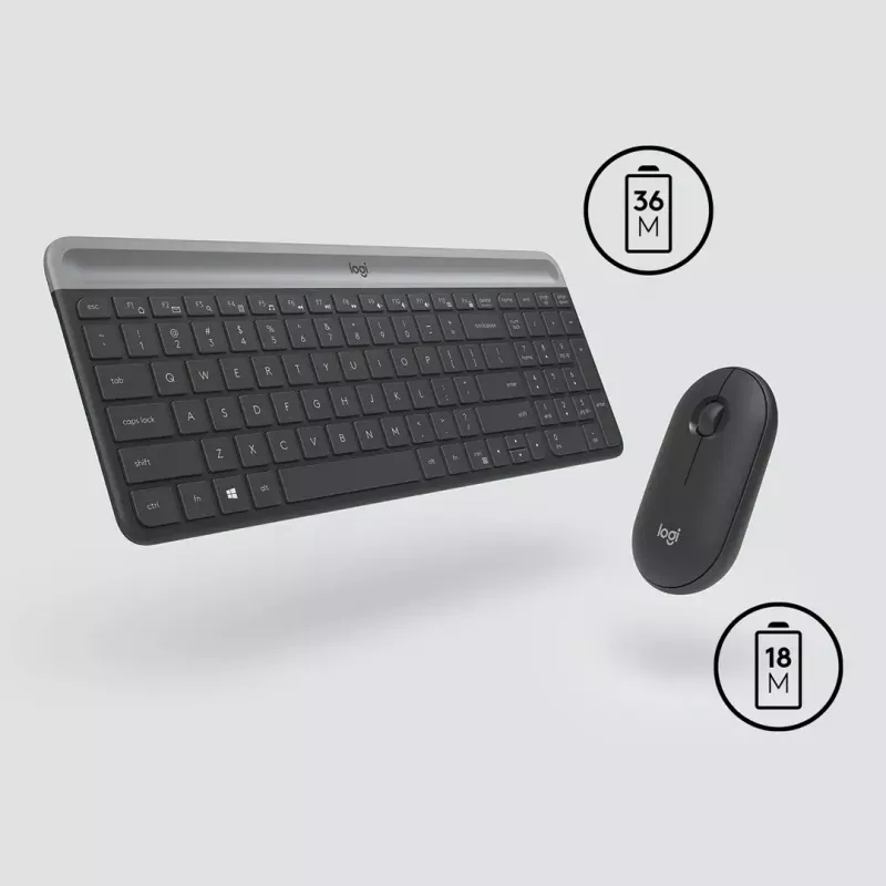 Logitech MK470 langaton näppäimistö+hiiri, grafiitti, hiiri mukana, QWERTY US, USB