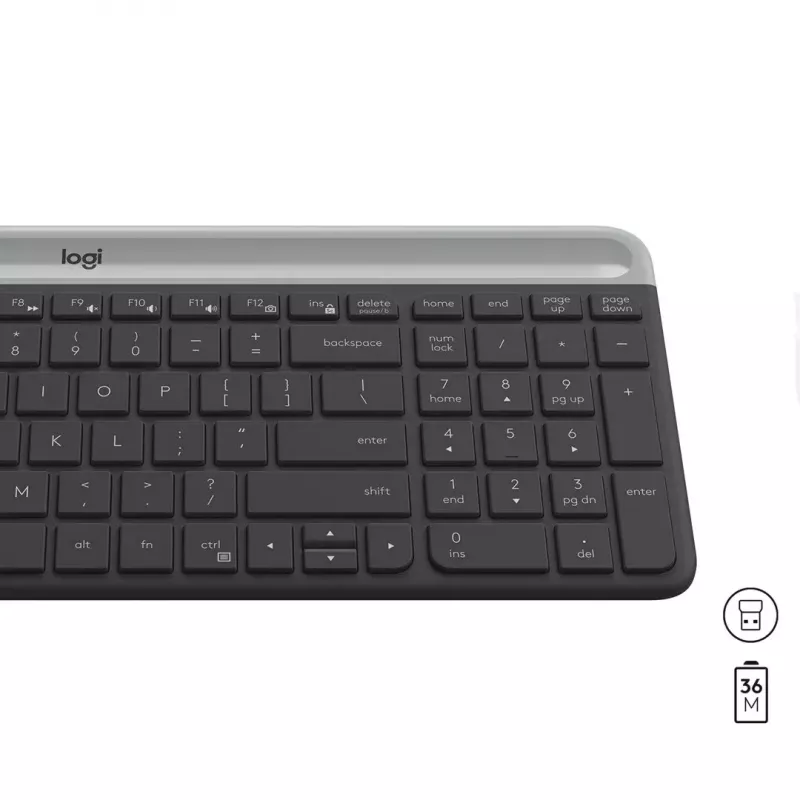 Logitech MK470 langaton näppäimistö+hiiri, grafiitti, hiiri mukana, QWERTY US, USB