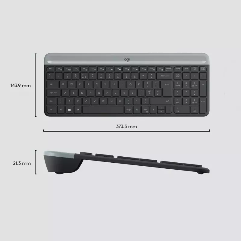 Logitech MK470 langaton näppäimistö+hiiri, grafiitti, hiiri mukana, QWERTY US, USB